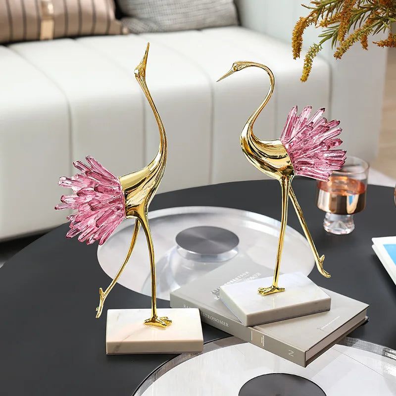 DecorBites™ Crystal Bird Metal Handicraft Sculpture Decorative Figurines