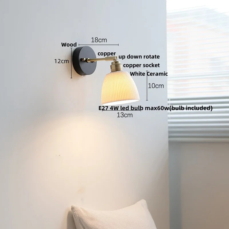 DecorBites™ Copper LED Wall Lights Pull Chain Switch Modern Bedside Lamp
