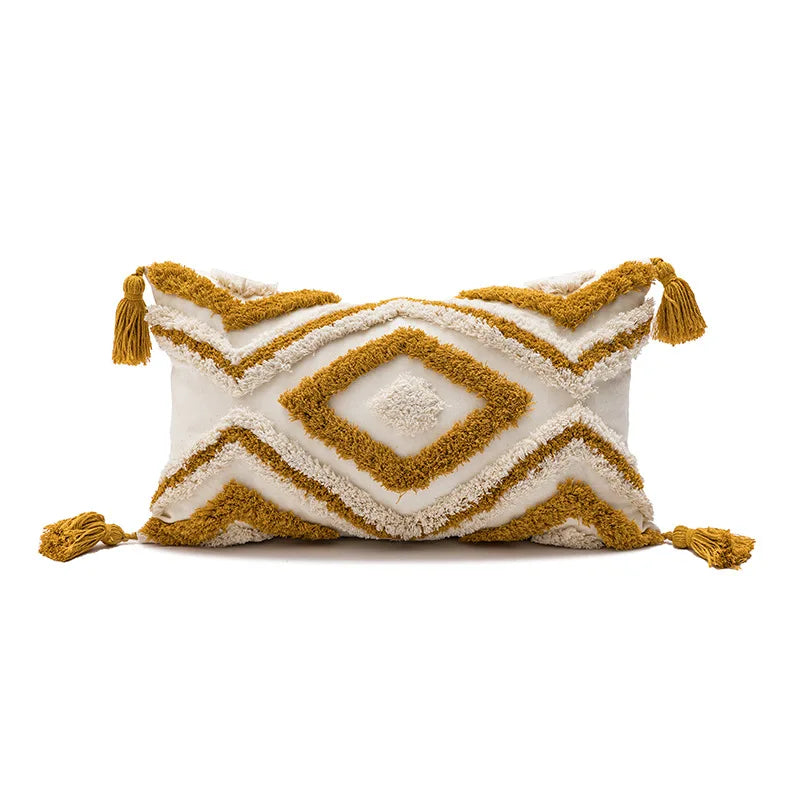 DecorBites™ Geometric Embroidery Boho Cushion Cover Sofa Decorative Pillowcase Canvas Cotton