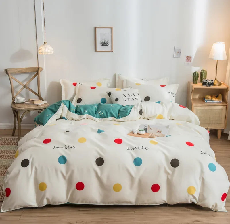 DecorBites™ Cartoon Print Bedding Set - Queen/King Size Duvet Cover, Sheets, Pillowcases