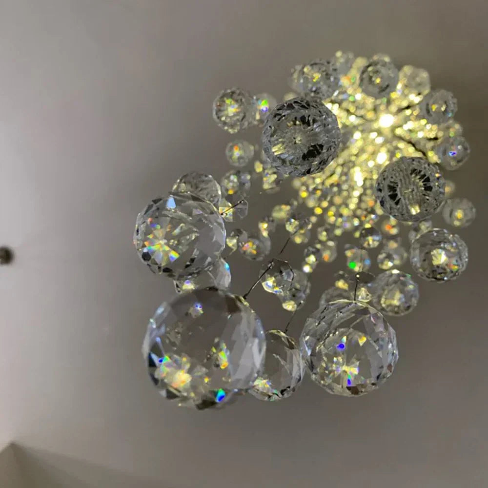 DecorBites™ Crystal Chandelier for Staircase Luxury Hotel Bedroom Hanging Light