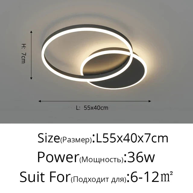 DecorBites™ Aluminum Circle LED Chandelier Ceiling Light for Bedroom Living Room Kitchen