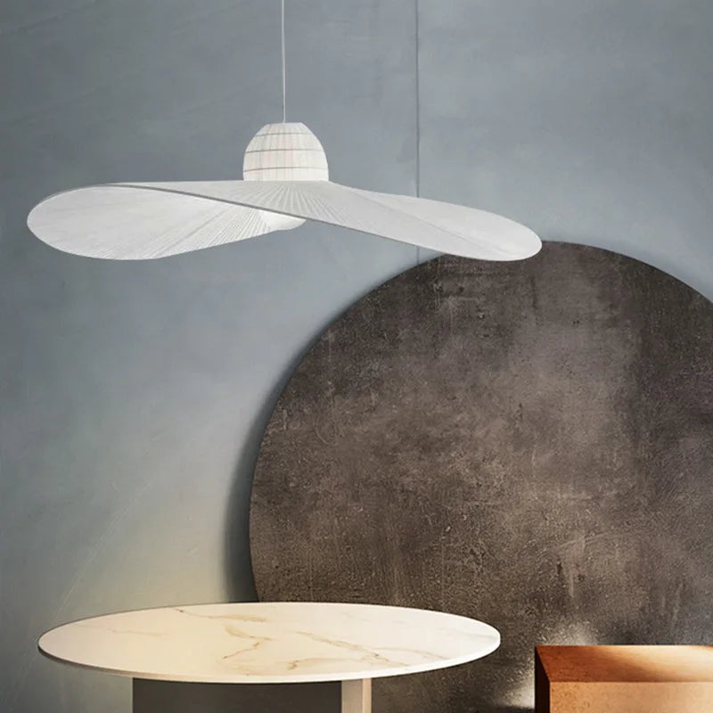 DecorBites™ Designer Fabric Hat Chandelier, White & Black LED Pendant Lamp for Living Room