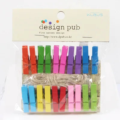 DecorBites™ 50-Piece Mini Wooden Clips for Photos Crafts, 25mm Small Clothespin Decoration