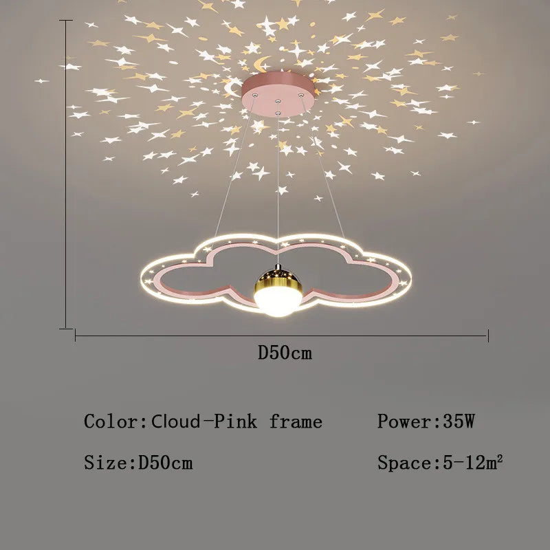 DecorBites™ Cloud Flower LED Chandelier: Modern Starry Sky Decor for Kid's Bedroom and Study Hall