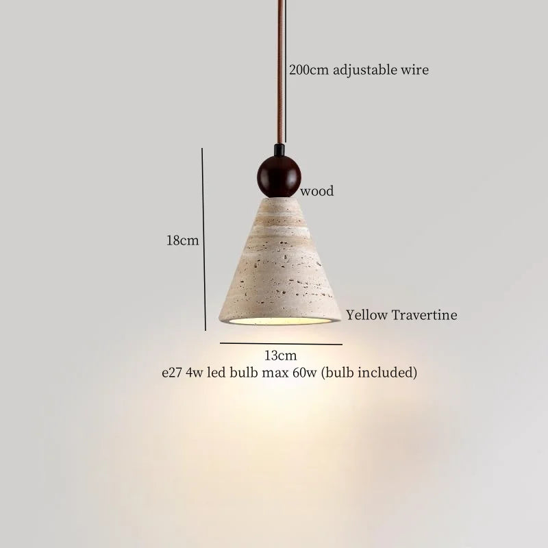 DecorBites™ LED Pendant Lamp Yellow Travertine Wood Nordic Minimalism Hanging Light