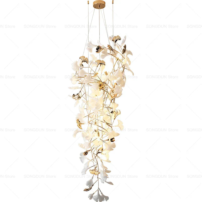 DecorBites™ Gingko Leaf Ceramic Chandelier: Modern Nordic Living Room & Hotel Lobby Lighting