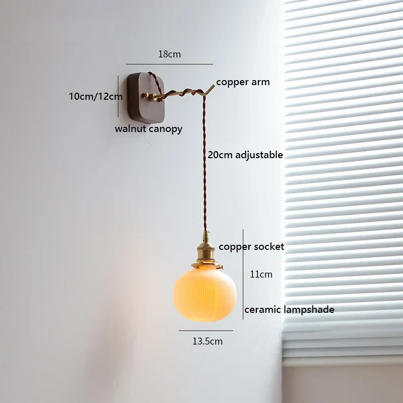 DecorBites™ Ceramic Ball LED Wall Lights with Pull Chain Switch for Bedroom Bathroom