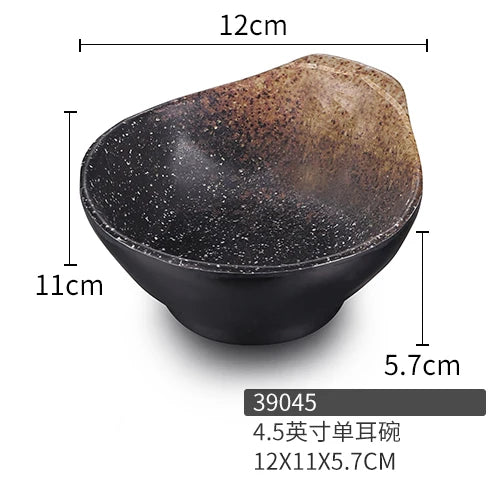 DecorBites™ Black Melamine Plastic Dipping Sauce Dish Bowl Set - Pack of 4