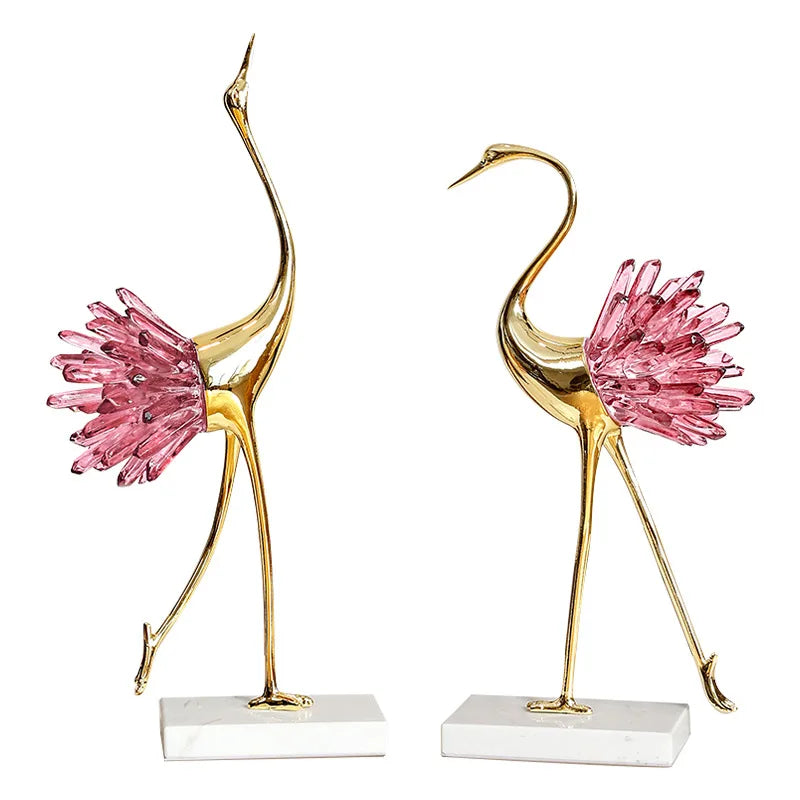 DecorBites™ Crystal Bird Metal Handicraft Sculpture Decorative Figurines