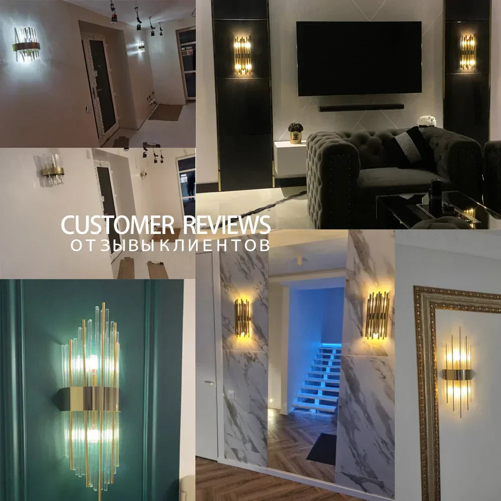 DecorBites™ Gold Crystal LED Wall Lights for Bedroom Decoration