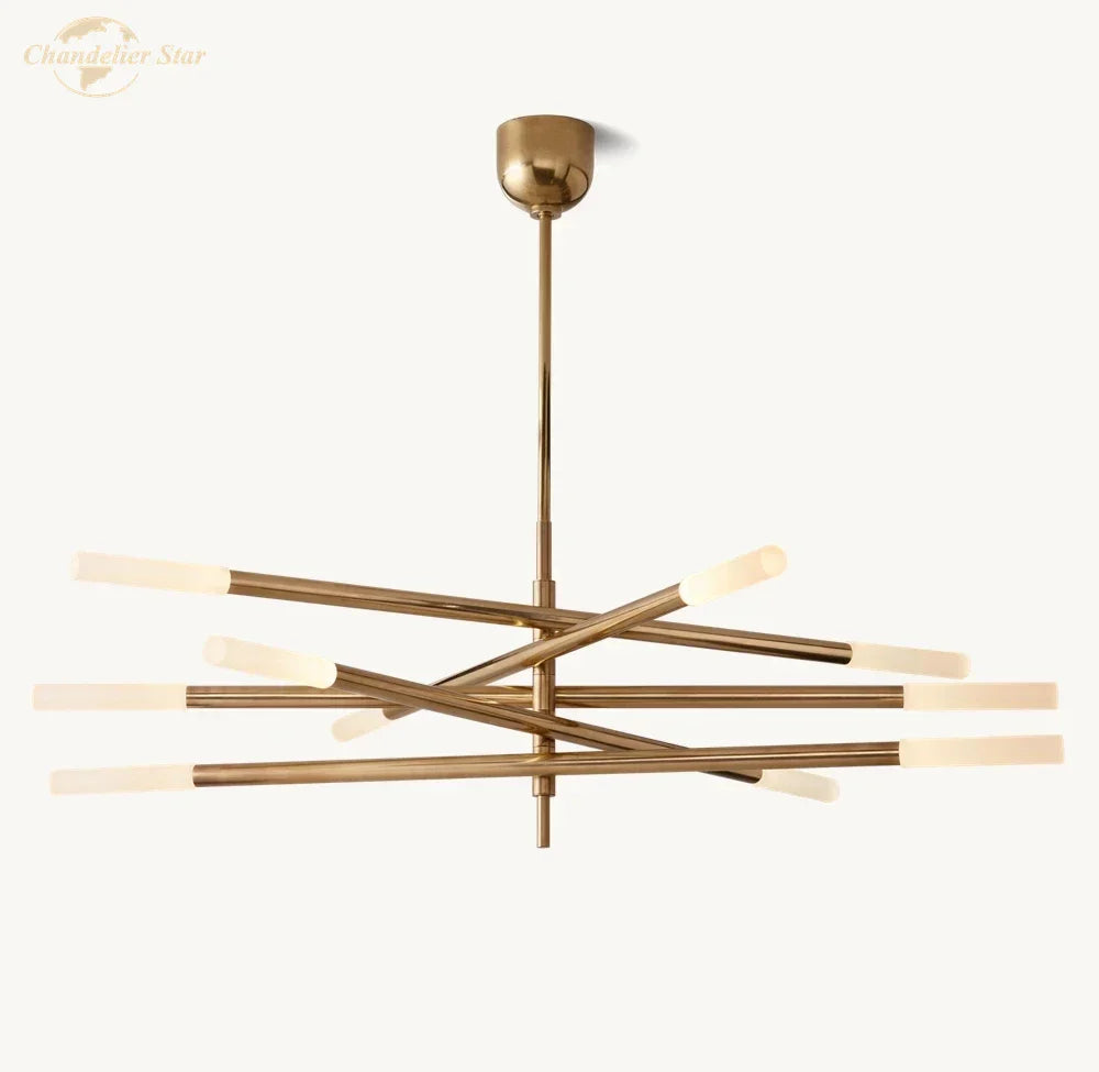DecorBites™ LED Glass Chandelier with Etched Rods for Dining Room, Kitchen, Bedroom - Modern Pendant Lighting