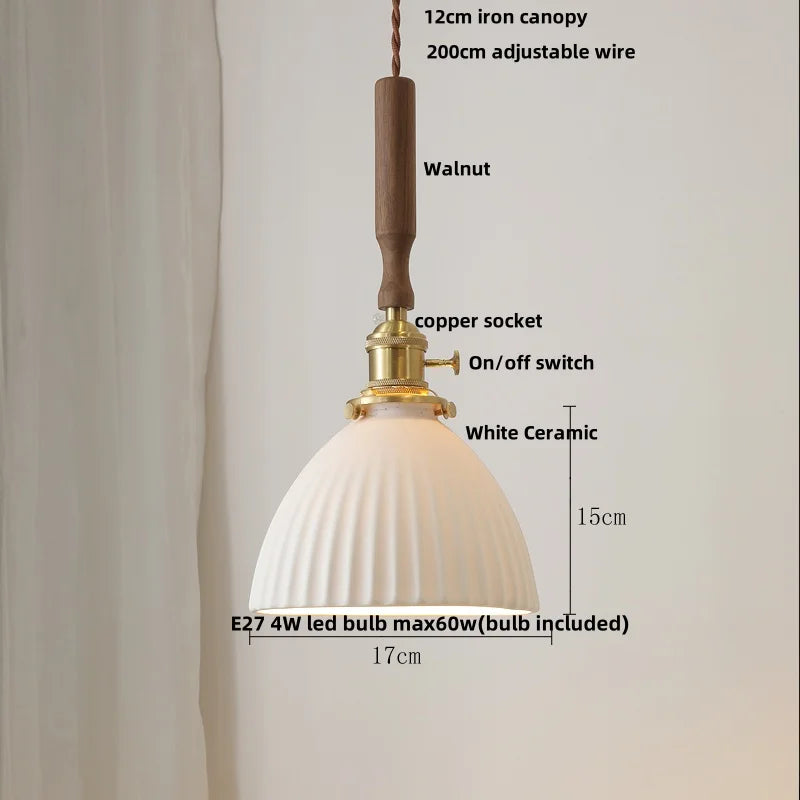 DecorBites™ Ceramic LED Pendant Light with Adjustable Wire, Modern Nordic Design