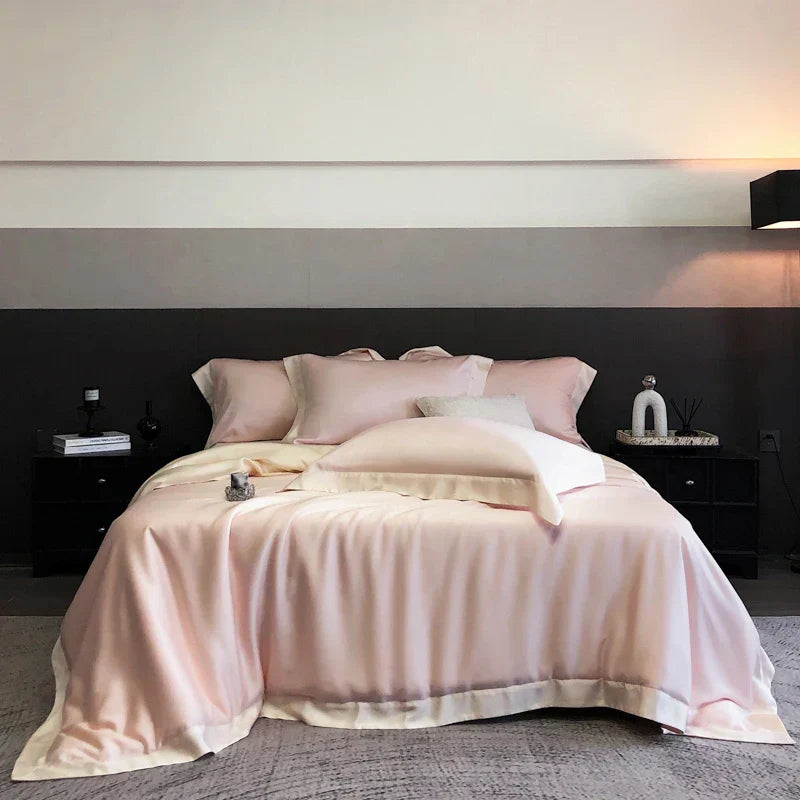 DecorBites™ 600TC Lyocell Eucalyptus Fiber Bedding Set: Duvet Cover, Bed Sheet, Pillowcases