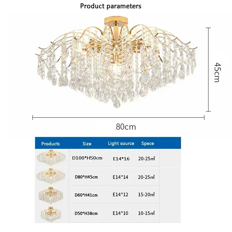 DecorBites™ Crystal LED Chandelier Ceiling Lamp Modern Living Room Bedroom Light