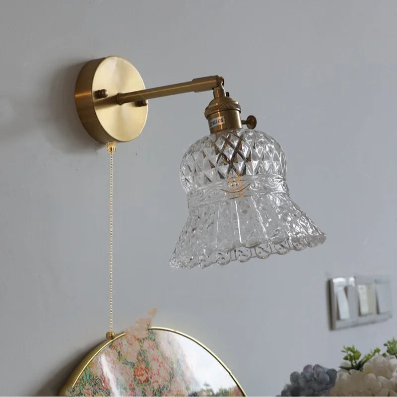 DecorBites™ Amber Flower Glass LED Wall Light Fixture for Kitchen Restaurant Bar