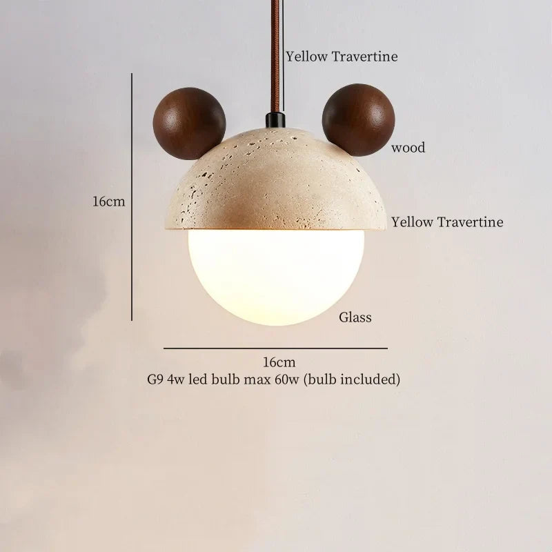 DecorBites™ Creative Stone LED Pendant Light Yellow Travertine Nordic Minimalism Hanging Lamp