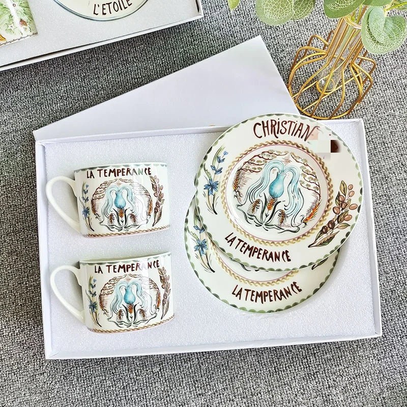 DecorBites™ Bone China Coffee and Tea Cup Set with Saucer, Teaware, Dessert Dish