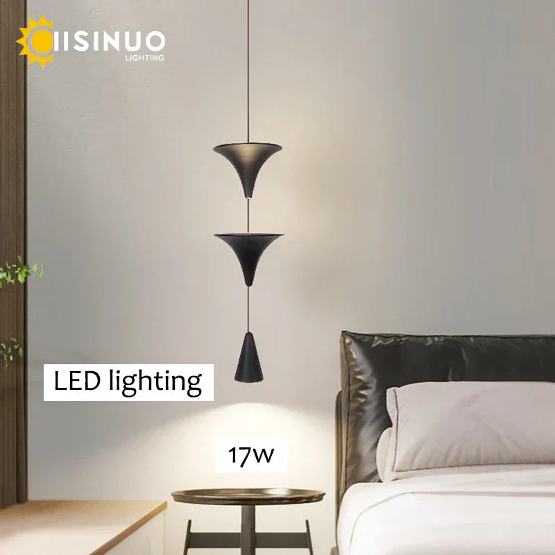 DecorBites™ Cone Pendant Light 17W Black White Industrial Kitchen Island Bedside Lamp