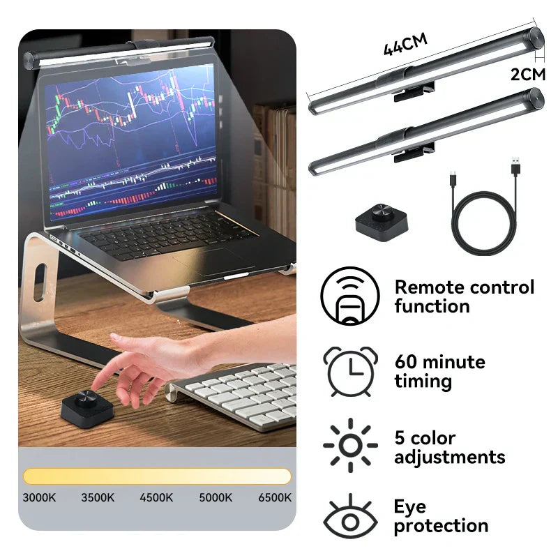 DecorBites™ LED Monitor Bar Light for Dimming PC Screen, Stepless RGB Desk Lamp