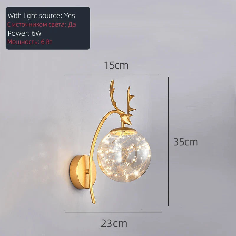 DecorBites™ LED Glass Bulb Pendant Light: Modern Round Design, Gold/Black, Gypsophila String
