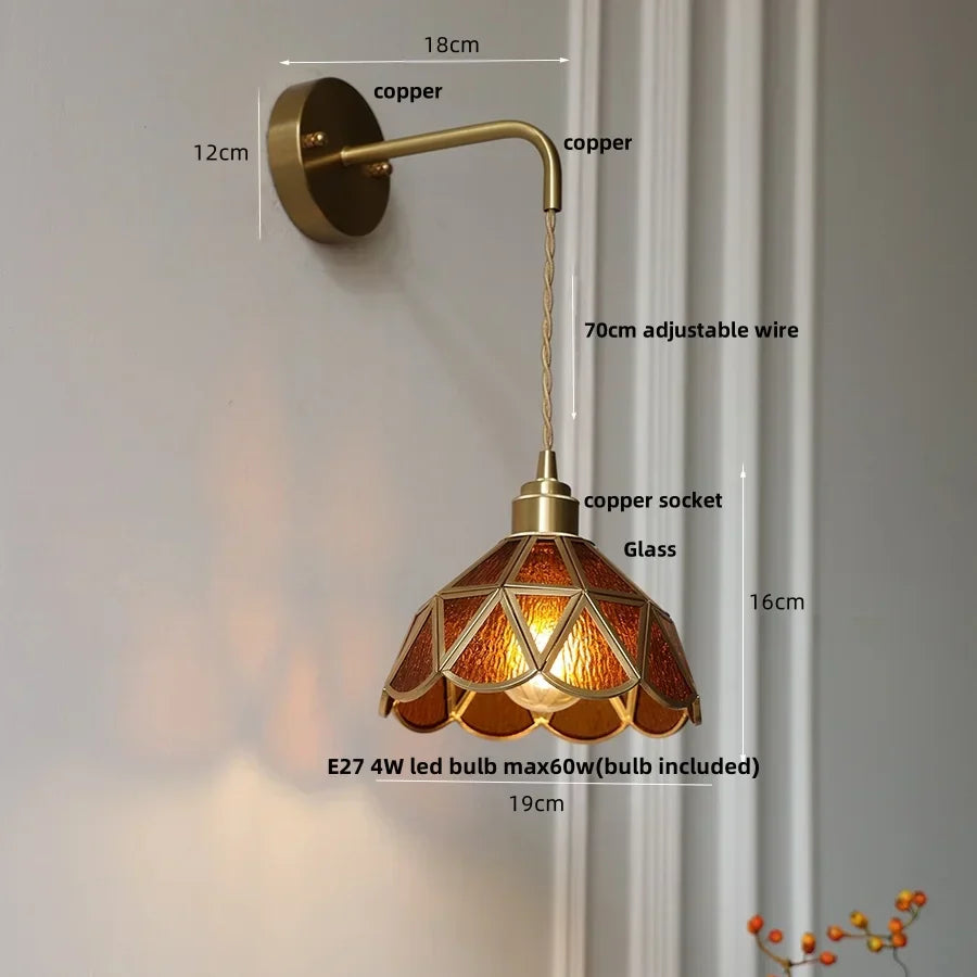 DecorBites™ Amber Glass LED Wall Light for Bedroom & Staircase - Modern Nordic Plug-In Fixture
