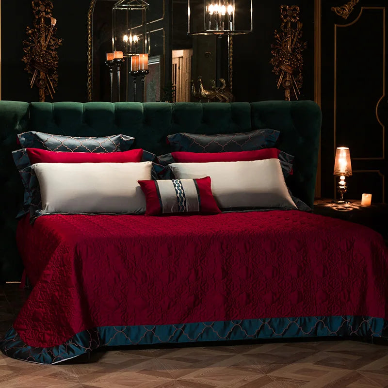 DecorBites™ 200S Egyptian Cotton Embroidery Bedding Set: Queen King Linens, Duvet Cover, Sheets