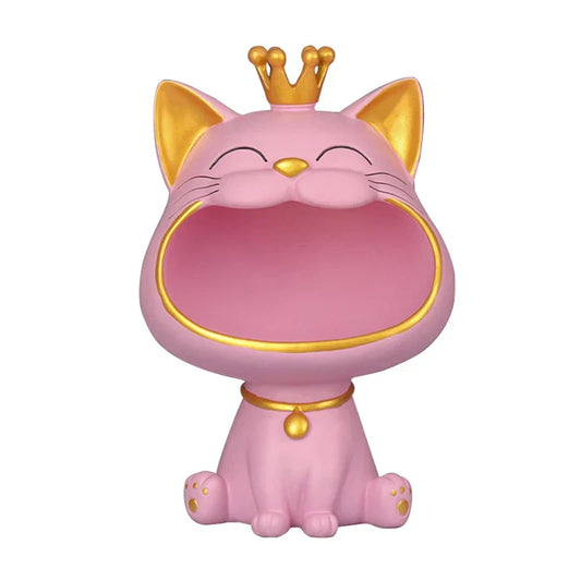 DecorBites™ Lucky Cat Sculpture: Modern Table Decoration & Storage Box Ornament
