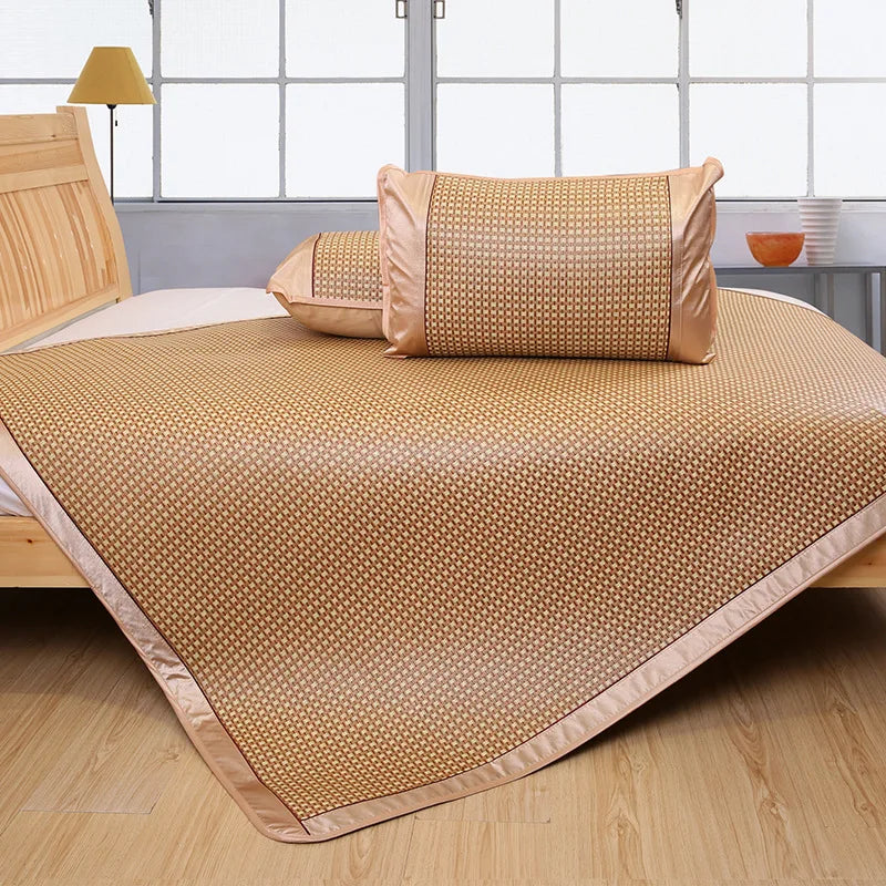 DecorBites™ Cooling Rattan Mat & Pillowcase Set - Dual-Sided Thicker Bed Pad for Summer