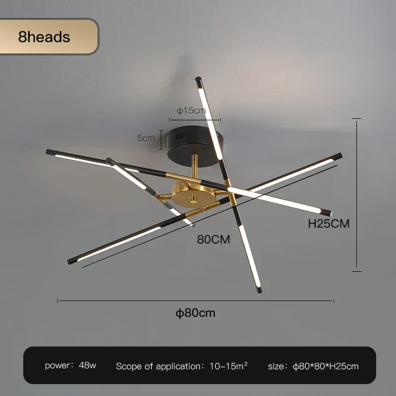 DecorBites™ Gold LED Ceiling Chandelier for Living Room Bedroom Kitchen - Dimmable Pendant Light