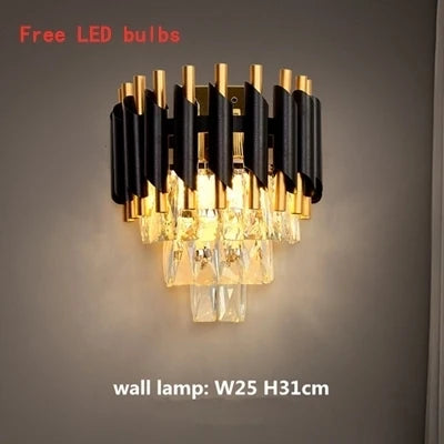 DecorBites™ Gold Black Crystal Ceiling Chandelier – Modern LED Round Kitchen Pendant Lamps