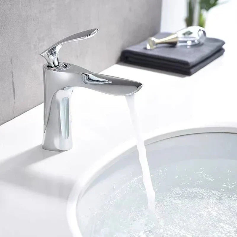 DecorBites™ Golden Bathroom Faucet Single Handle Sink Mixer Tap Deck Mounted Basin Tapware