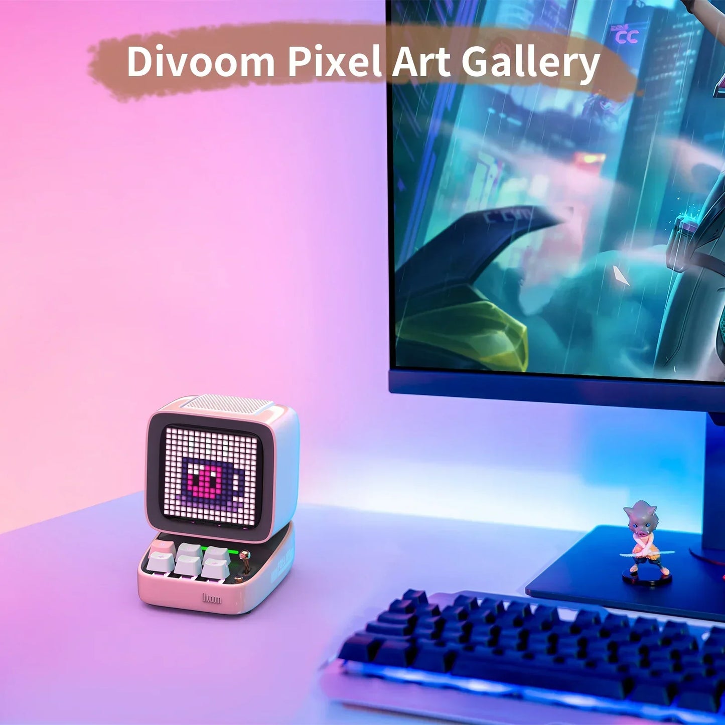 DecorBites™ Ditoo Pixel Art Game Bluetooth Speaker: 16X16 LED Display Board (Pink)
