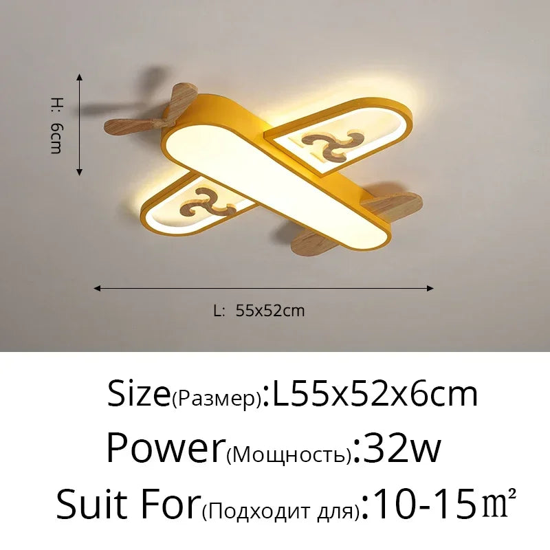 DecorBites™ Kids LED Wood Ceiling Light in Yellow & Blue - Minimalist Design