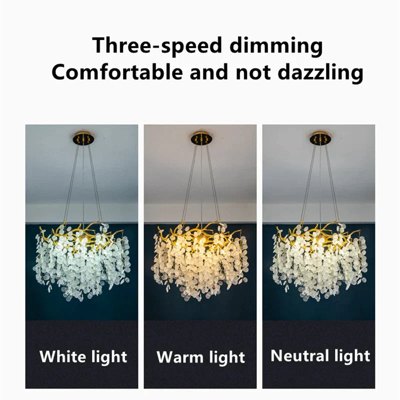 DecorBites™ Crystal LED Chandelier: Elegant Nordic Branch Design for Living Room, Hotel, Dining Area
