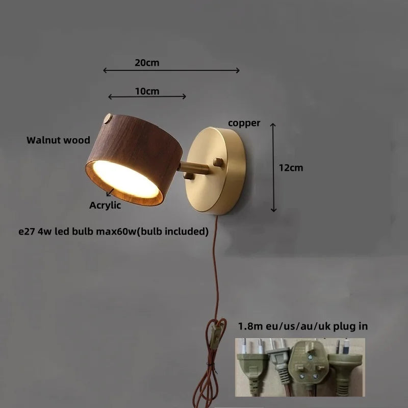 DecorBites™ LED Wood Base Wall Sconce Modern Art Light Fixture for Living Room & Bathroom