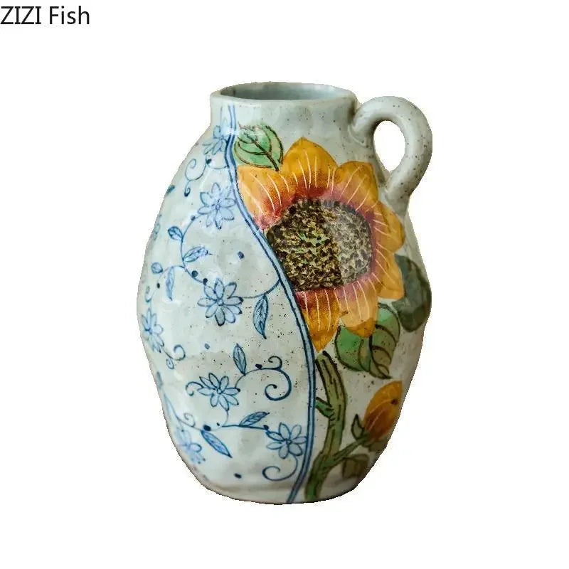 DecorBites™ Ceramic Vase with Artificial Flowers - Room Aesthetic Decor