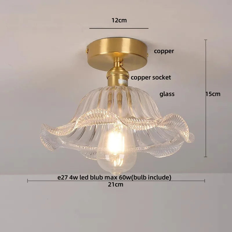 DecorBites™ Glass LED Ceiling Light for Living Room, Modern Copper Canopy, Nordic Style Fixtures