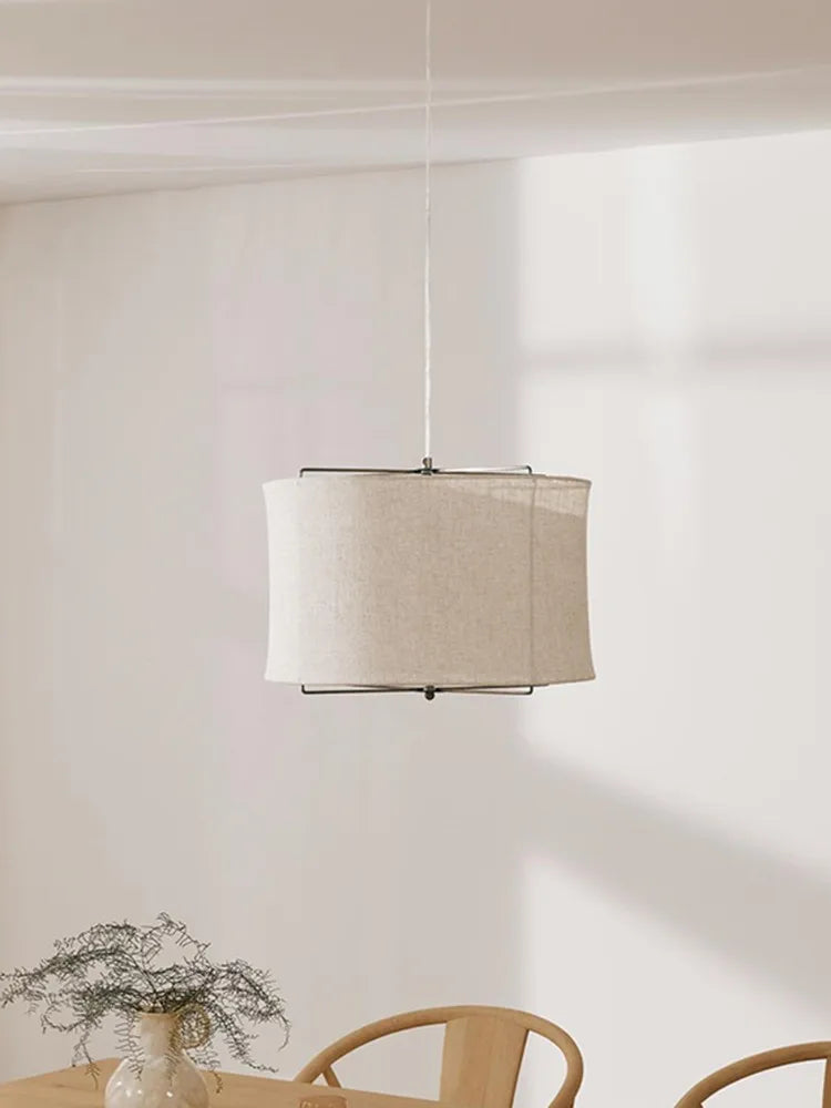 DecorBites™ Linen Fabric Chandelier: Japanese Retro Handmade Art Lamps for Restaurant, Bedroom, Bar Counter