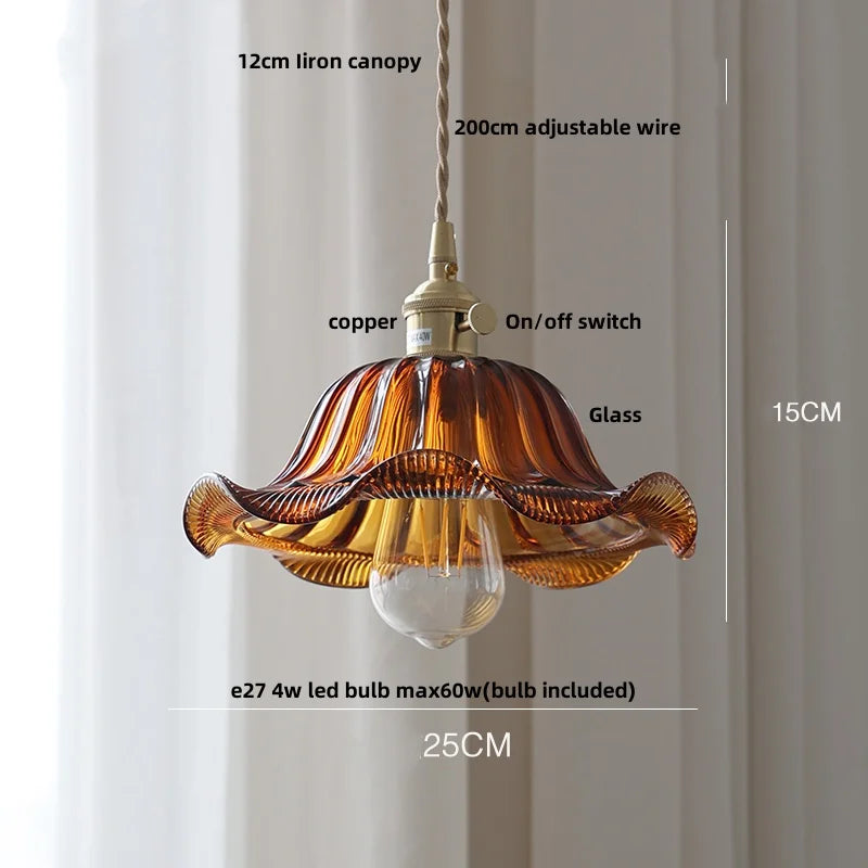 DecorBites™ Amber Glass LED Hanging Lamp - Adjustable Nordic Stair Pendant Light