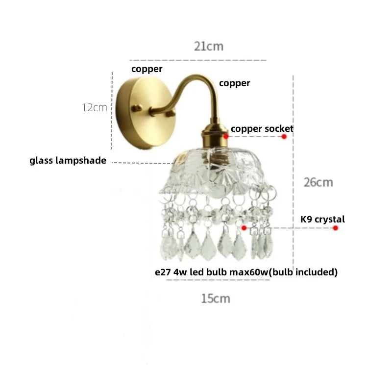 DecorBites™ Conch Copper LED Wall Light Fixture with Pull Chain Switch