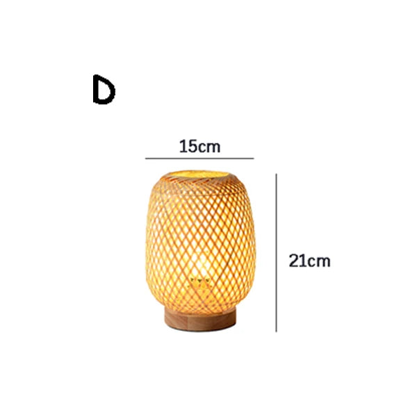 DecorBites™ Bamboo Table Lamp Handmade Bedroom Living Room Decor Wood Light