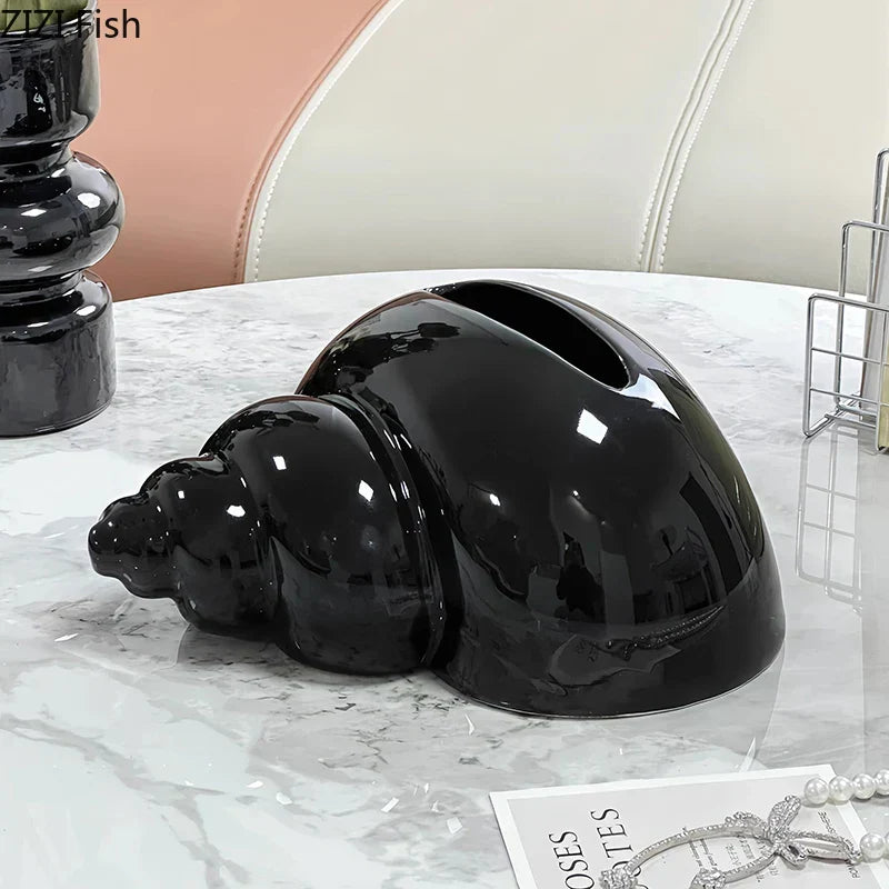 DecorBites™ Conch Ceramic Tissue Box: Charming Table Decoration & Paper Towel Case