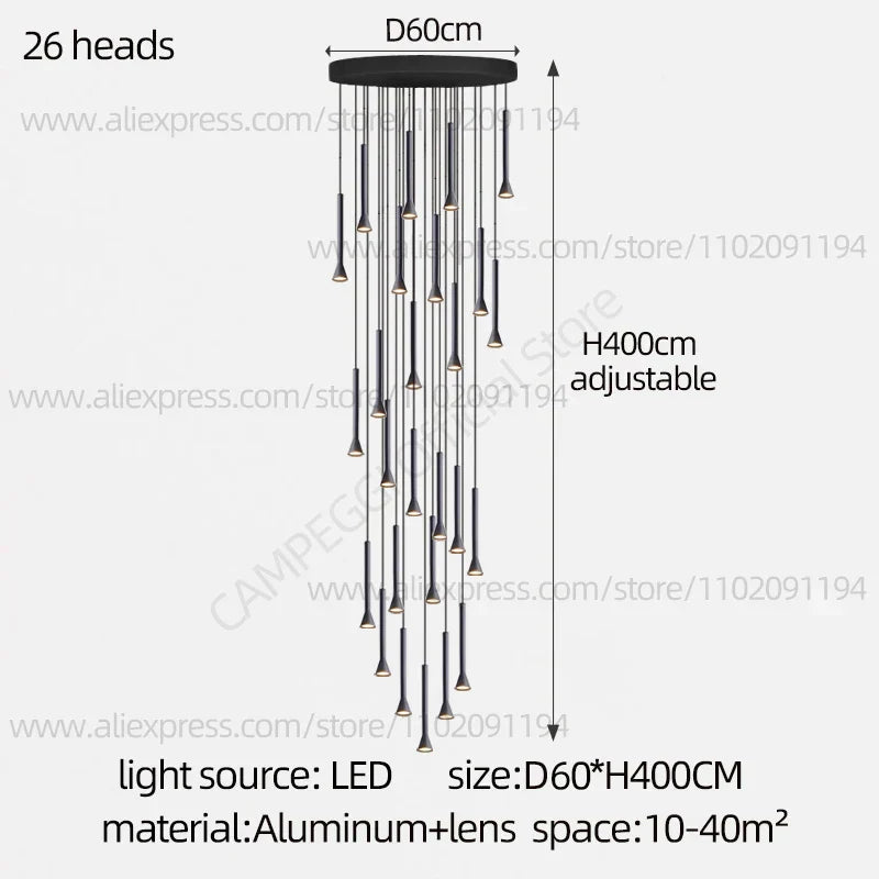 DecorBites™ Horn-Shaped Nordic Pendant Lamp for Modern Living Room and Staircase
