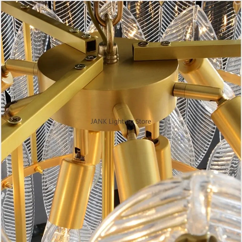 DecorBites™ Leaf Glass Pendant Lamp: Modern Luxury Crystal Suspension for Living Room, Restaurant, Bedroom.