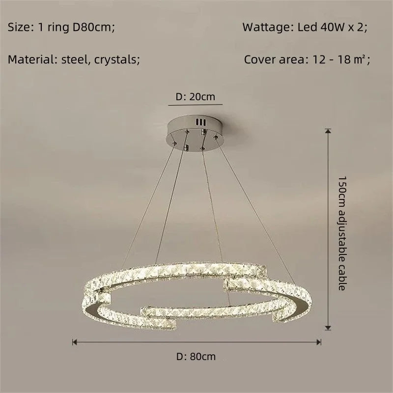 DecorBites™ Crystal LED Chandelier Pendant Light Modern Luxury Foyer Ceiling Lamp