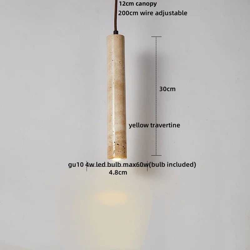DecorBites™ LED Pendant Lamp Yellow Travertine Japanese Style Adjustable Hanging Light