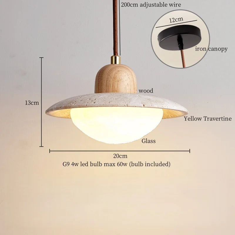 DecorBites™ LED Pendant Light Yellow Travertine Modern Hanging Lampara