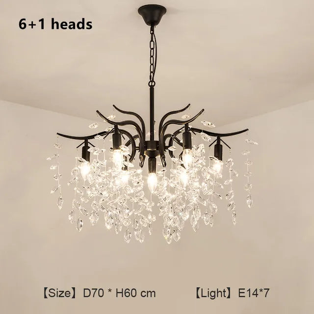 DecorBites™ Crystal Chandelier: Modern Minimalist Luxury LED Lighting for Living Room and Bedroom
