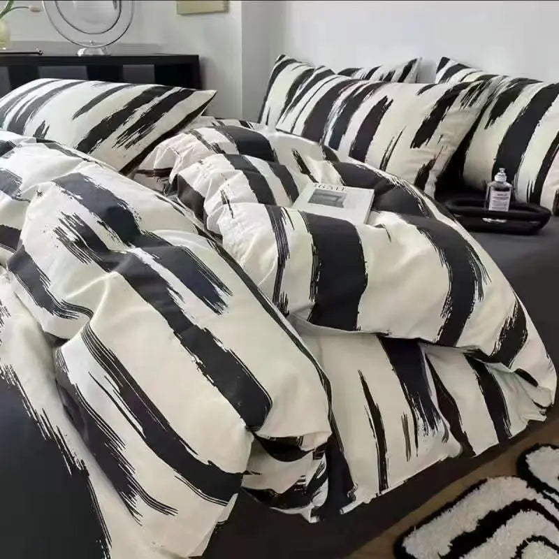 DecorBites™ Cartoon Print Bedding Set: Breathable Duvet Cover, Bed Sheet, Pillowcases - Double & Single Sizes